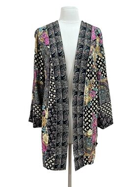 Floral Patchwork Open Front Cardigan